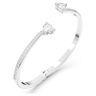 Mesmera Attract bangle, Heart, White, Rhodium plated