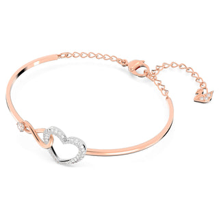 Hyperbola bangle, Infinity and heart, White, Mixed metal finish