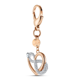 Infinite bag charm, Infinity and heart, White, Mixed metal finish