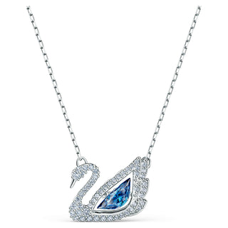 Swan necklace, Swan, Blue, Rhodium plated