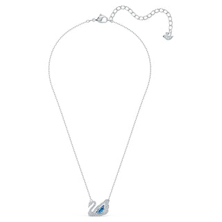 Swan necklace, Swan, Blue, Rhodium plated