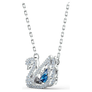 Swan necklace, Swan, Blue, Rhodium plated