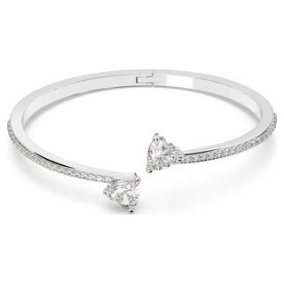 Mesmera Attract bangle, Heart, White, Rhodium plated