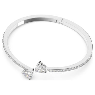 Mesmera Attract bangle, Heart, White, Rhodium plated