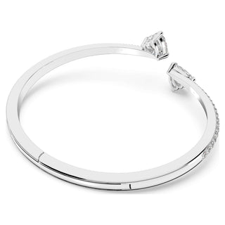Mesmera Attract bangle, Heart, White, Rhodium plated