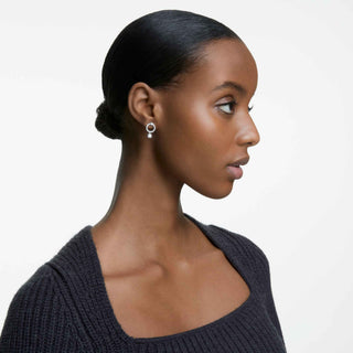 Constella hoop earrings, Round cut, White, Rhodium plated