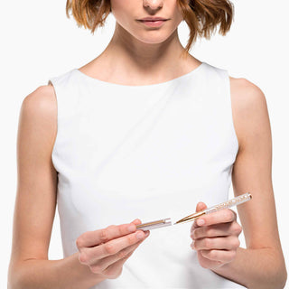 Crystalline Lustre ballpoint pen, White, Rose gold-tone plated