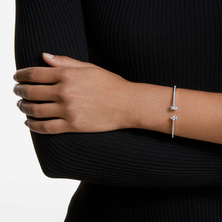 Mesmera Attract cuff, Mixed cuts, White, Rhodium plated