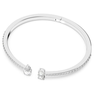 Mesmera Attract cuff, Mixed cuts, White, Rhodium plated