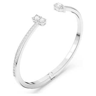 Mesmera Attract cuff, Mixed cuts, White, Rhodium plated