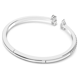 Mesmera Attract cuff, Mixed cuts, White, Rhodium plated