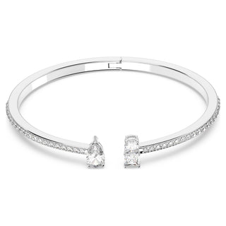 Mesmera Attract cuff, Mixed cuts, White, Rhodium plated