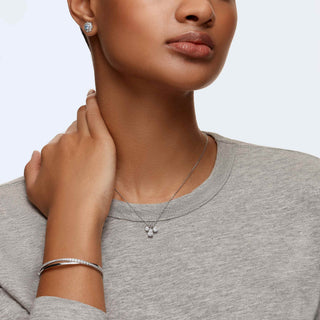 Hyperbola bangle, White, Rhodium plated