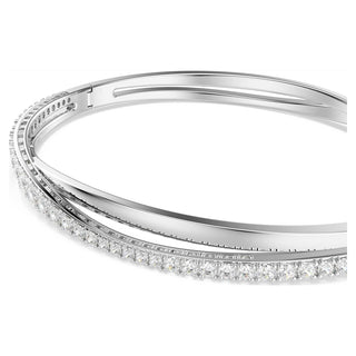 Hyperbola bangle, White, Rhodium plated