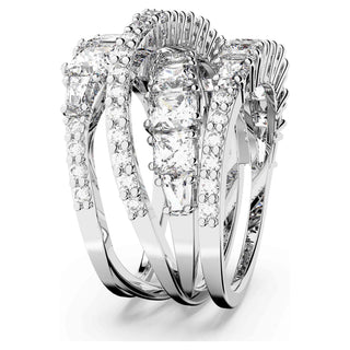 Hyperbola ring, Mixed cuts, White, Rhodium plated
