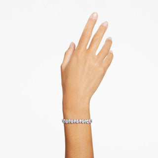 Matrix Tennis bracelet, Pear cut, White, Rhodium plated