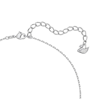 Una pendant, Octagon cut, White, Rhodium plated