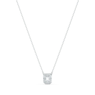 Una pendant, Octagon cut, White, Rhodium plated