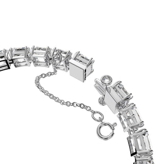 Matrix Tennis bracelet, Square cut, Small, White, Rhodium plated