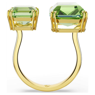 Millenia open ring, Octagon cut, Green, Gold-tone plated