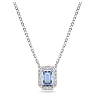 Una necklace, Octagon cut, Blue, Rhodium plated