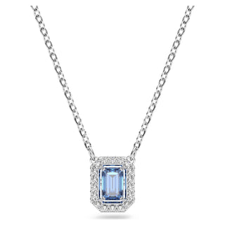 Una necklace, Octagon cut, Blue, Rhodium plated