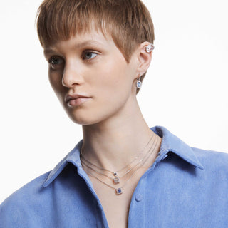 Una necklace, Octagon cut, Blue, Rhodium plated