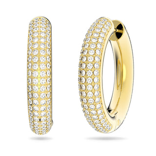 Dextera hoop earrings, Medium, White, Gold-tone plated