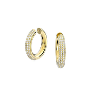 Dextera hoop earrings, Medium, White, Gold-tone plated