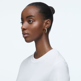 Dextera hoop earrings, Medium, White, Gold-tone plated