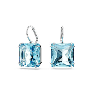 Millenia drop earrings, Square cut, Blue, Rhodium plated
