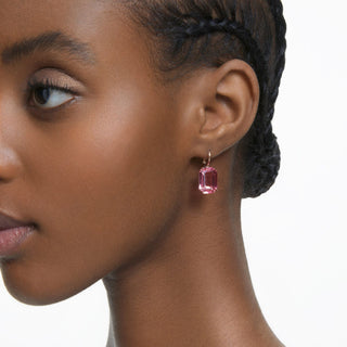 Millenia drop earrings, Octagon cut, Pink, Rose gold-tone plated