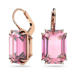 Millenia drop earrings, Octagon cut, Pink, Rose gold-tone plated