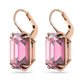 Millenia drop earrings, Octagon cut, Pink, Rose gold-tone plated