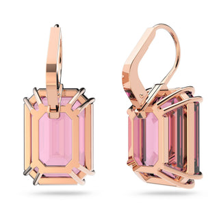 Millenia drop earrings, Octagon cut, Pink, Rose gold-tone plated