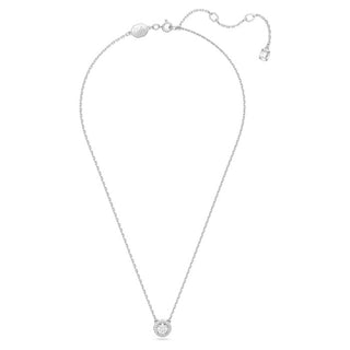 Una Angelic pendant, Round cut, Pavé, White, Rhodium plated