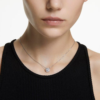 Una Angelic pendant, Round cut, Pavé, White, Rhodium plated
