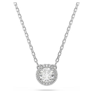 Una Angelic pendant, Round cut, Pavé, White, Rhodium plated