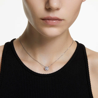 Una Angelic pendant, Round cut, Pavé, White, Rhodium plated