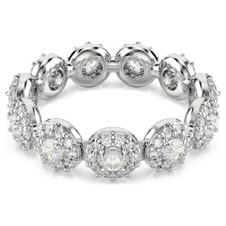 Una Angelic ring, Round cut, White, Rhodium plated