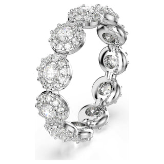 Una Angelic ring, Round cut, White, Rhodium plated