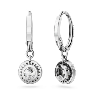 Una Angelic drop earrings, Round cut, Pavé, White, Rhodium plated