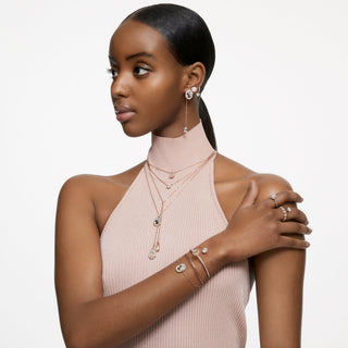 Una Angelic stud earrings, Round cut, Pavé, White, 18K rose gold finish