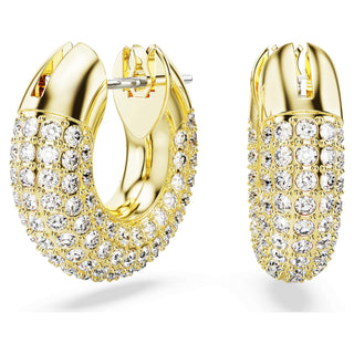 Dextera hoop earrings, Small, White, Gold-tone plated