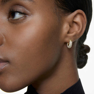 Dextera hoop earrings, Small, White, Gold-tone plated