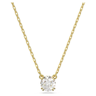 Stilla pendant, Round cut, White, Gold-tone plated