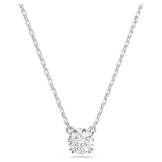 Stilla pendant, Round cut, White, Rhodium plated