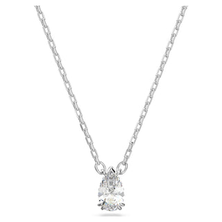 Stilla pendant, Pear cut, White, Rhodium plated