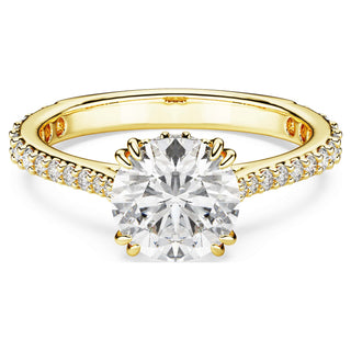 Stilla cocktail ring, Round cut, Pavé, White, Gold-tone plated