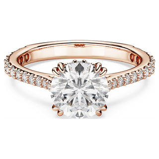 Stilla cocktail ring, Round cut, Pavé, White, Rose gold-tone plated